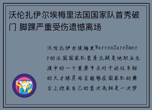 沃伦扎伊尔埃梅里法国国家队首秀破门 脚踝严重受伤遗憾离场